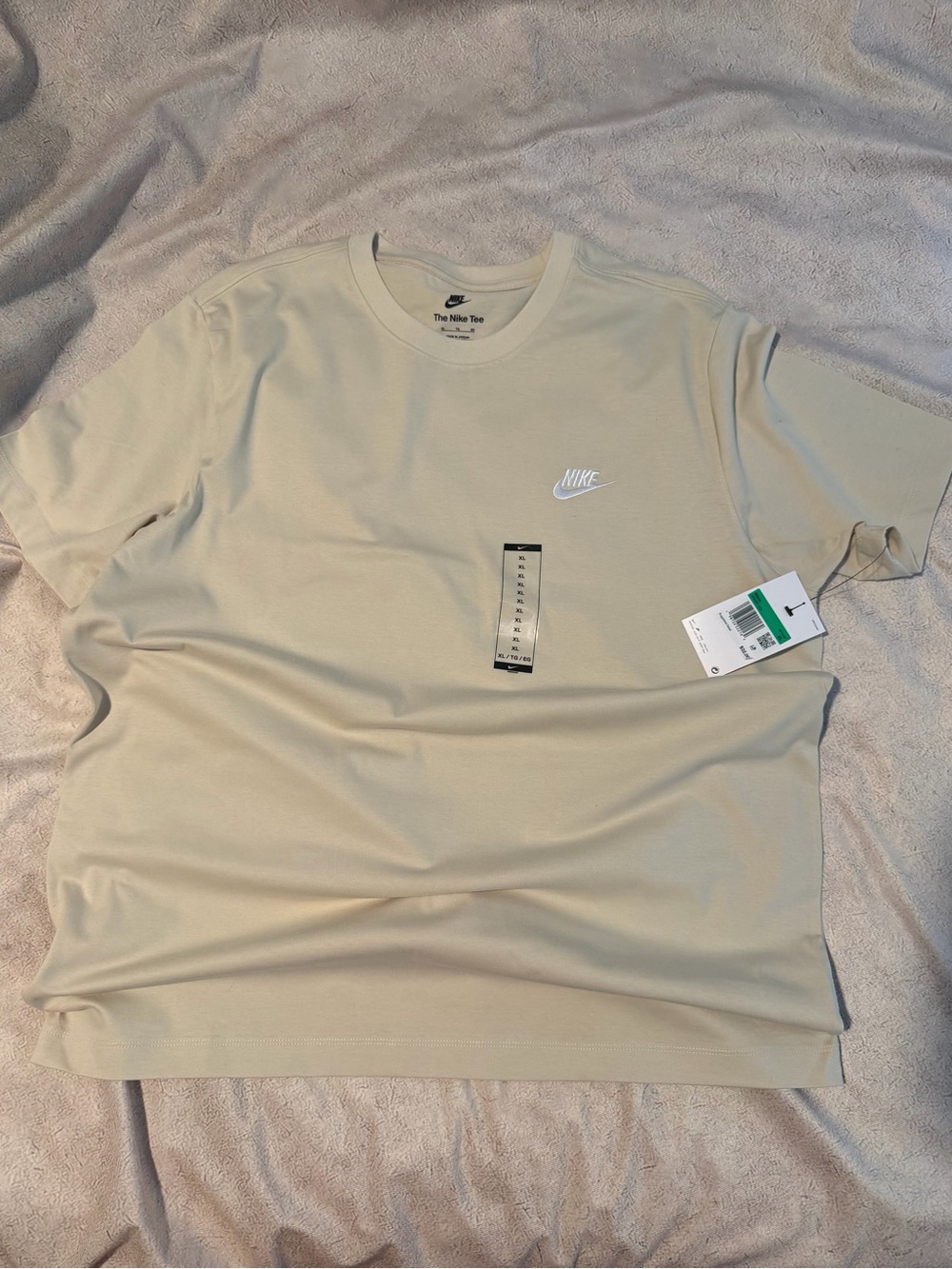 Nike Crew Tee in Beige with White Swoosh